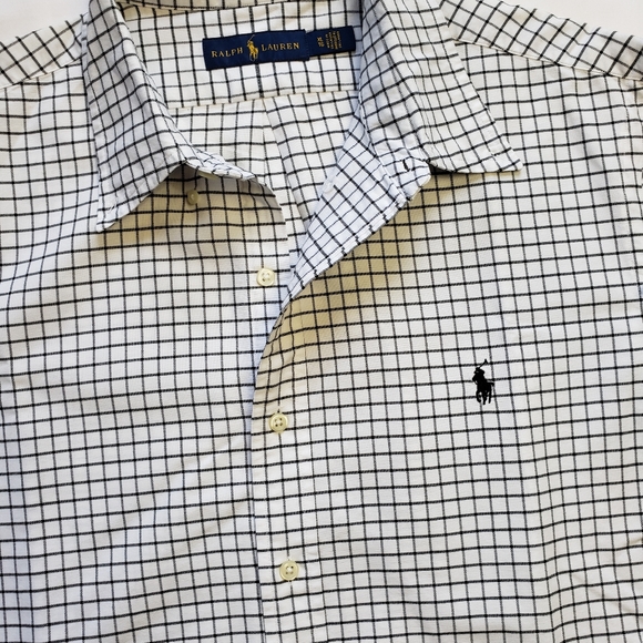 XL black+white grid pattern Ralph Lauren button-down shirt - Picture 2 of 4